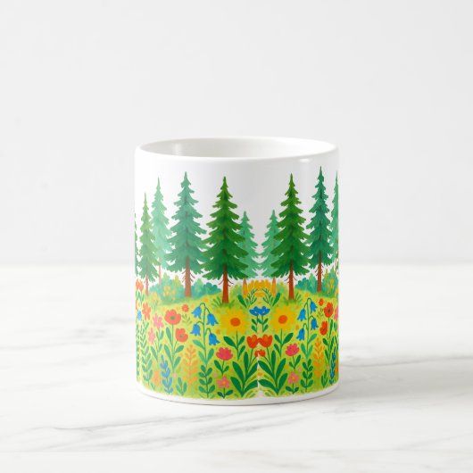 自然をテーマにした穏やかな森林からブルーミンまで コーヒーマグカップ (中央)