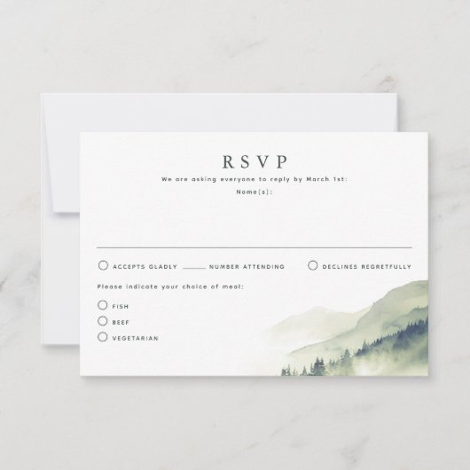 自然をテーマにした結婚式のRSVPカード 出欠カード (正面)