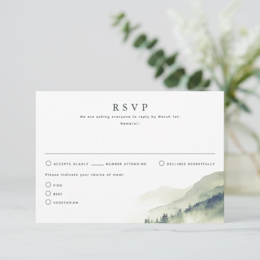 自然をテーマにした結婚式のRSVPカード 出欠カード (スタンド正面)