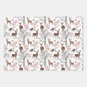 自然をテーマにした野生動物のクリスマス ラッピングペーパーシート (正面)