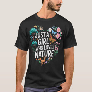 自然を愛する女の子の引用 女の子へ Tシャツ