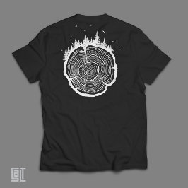 自然を感じる木の年輪と森林のシルエット Tシャツ