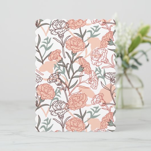 自然を感じる花柄:カーネーションの花模様 シーズンカード (スタンド正面)