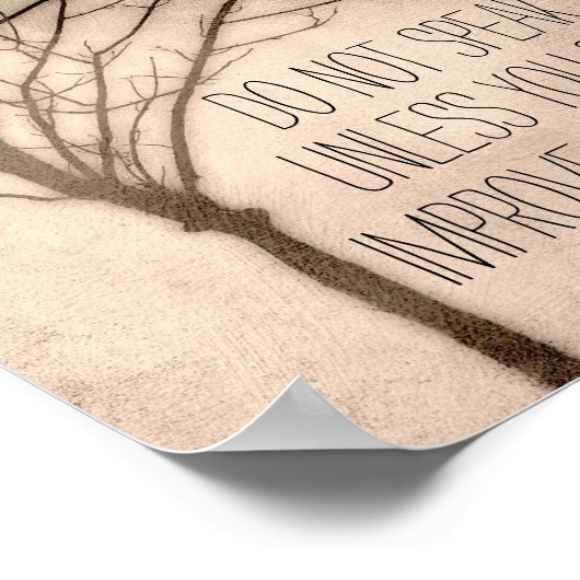 自然アートのポスター文字とセピア調の木 ポスター (角)