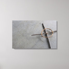 自然アートケルト十字グレー背景 キャンバスプリント