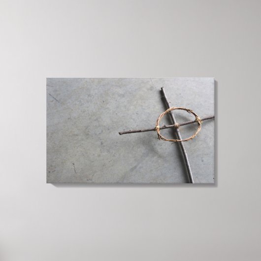 自然アートケルト十字グレー背景 キャンバスプリント (正面)