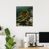 自然アートポスターコホサーモン魚釣りアートプリント ポスター (ホームオフィス)