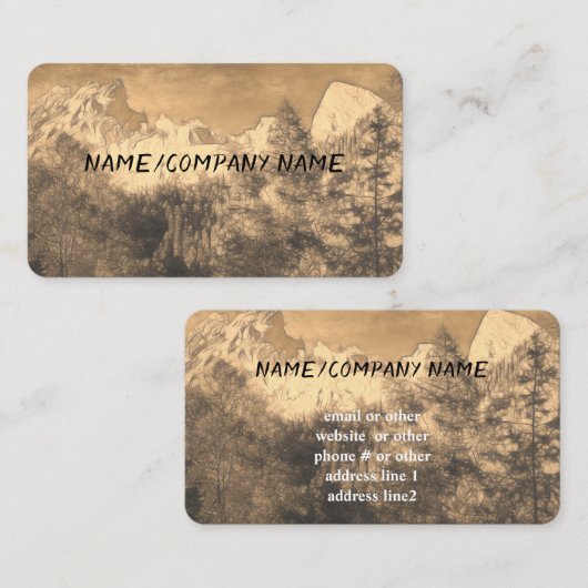 自然アートマウンテンパインツリーセピアカスタムトーン 名刺 (正面/裏面)