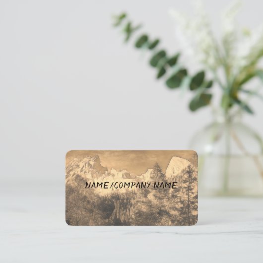 自然アートマウンテンパインツリーセピアカスタムトーン 名刺 (スタンド正面)