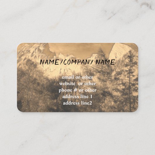 自然アートマウンテンパインツリーセピアカスタムトーン 名刺 (裏面)