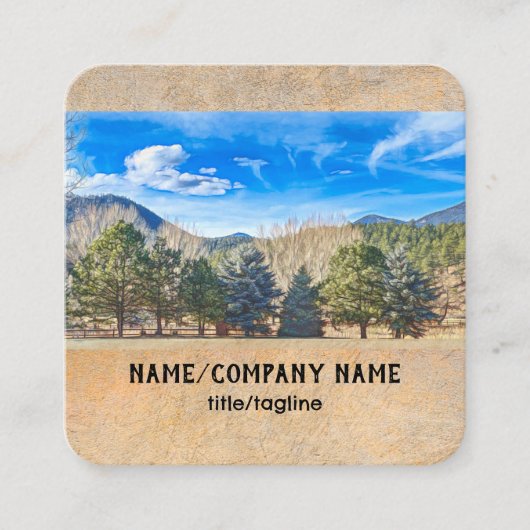 自然アートマウンテンブルースカイランドスケープアウトドア スクエア名刺 (正面)