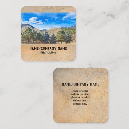 自然アートマウンテンブルースカイランドスケープアウトドア スクエア名刺 (正面/裏面)