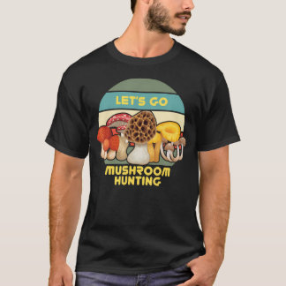 自然アートモレルハンター キノコ狩りに行こう Tシャツ