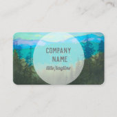 自然アート山と松のターコイズと緑 名刺 (正面)