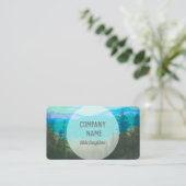 自然アート山と松のターコイズと緑 名刺 (スタンド正面)