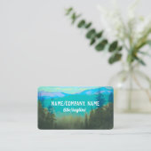 自然アート山と松のティール（緑がかった色）と緑 名刺 (スタンド正面)