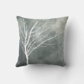 自然アート枕の白い木テクスチャグレー クッション (裏面)