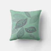 自然アート葉ミントグリーン枕 クッション (裏面)
