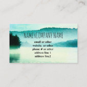 自然アート静かな青とティール(緑がかった色)霧の湖 名刺 (裏面)