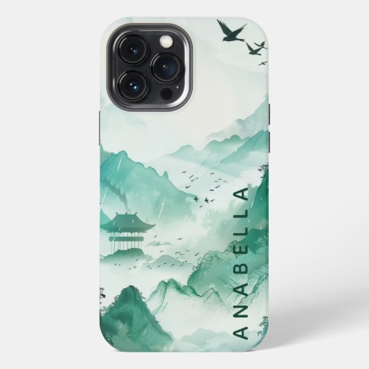 自然アートI名前をカスタムする iPhoneケース (裏面)