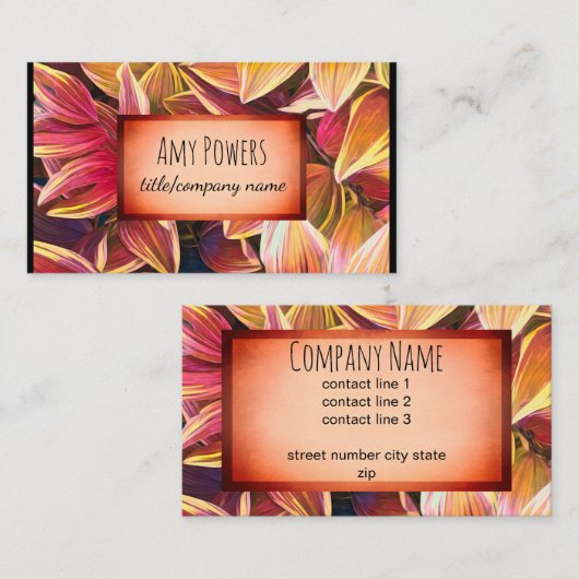 自然ア葉ートテラコッタ色の両面 名刺 (正面/裏面)
