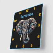 自然インスパイアの入った象のデザイン スクエア壁時計 (傾斜)