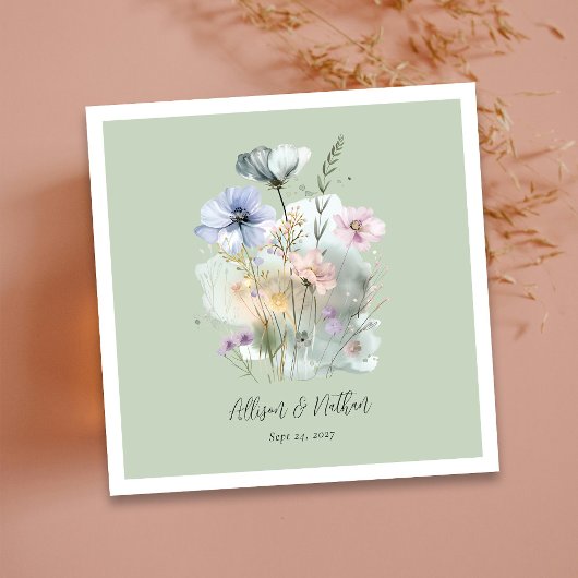 自然インスパイアエレガンス!ライトセージ結婚ズ スタンダードカクテルナプキン