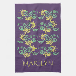 自然インスパイアカスタムモノグラム手拭 キッチンタオル