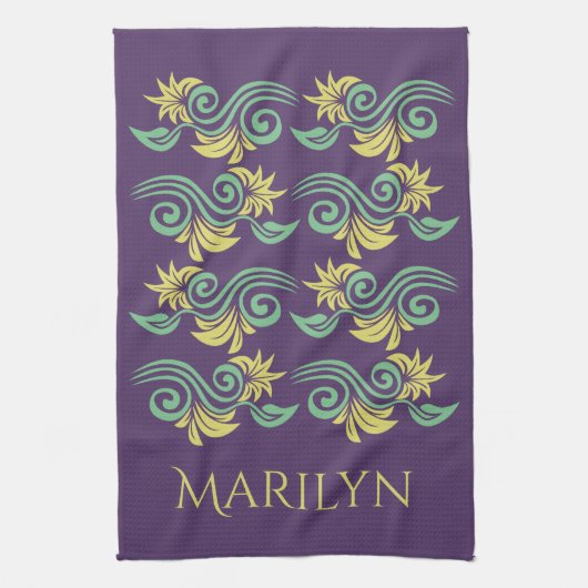 自然インスパイアカスタムモノグラム手拭 キッチンタオル (縦)