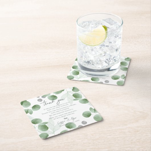 自然インスパイアグ結婚リーの感謝メッセージ スクエアペーパーコースター (インサイチュ)