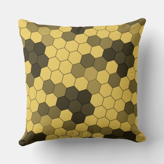 自然インスパイアハニカムパターンイエロー クッション (裏面)