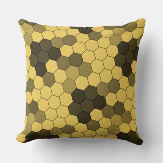 自然インスパイアハニカムパターンイエロー クッション (正面)