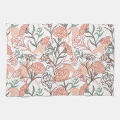 自然インスパイアフローラ：カーネーション花模様 キッチンタオル (横)