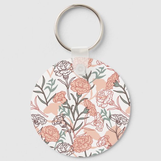 自然インスパイアフローラ:カーネーション花模様 キーホルダー (正面)
