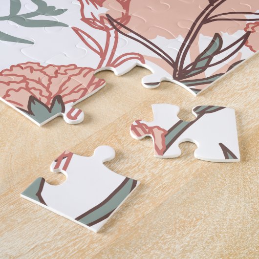 自然インスパイアフローラ：カーネーション花模様 ジグソーパズル (側面)