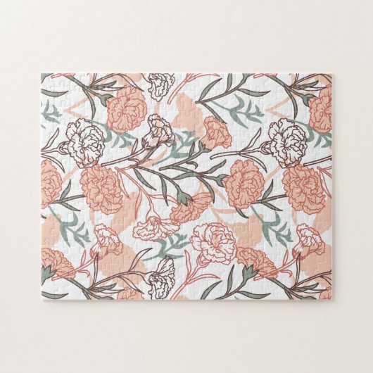 自然インスパイアフローラ：カーネーション花模様 ジグソーパズル (横)