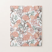 自然インスパイアフローラ：カーネーション花模様 ジグソーパズル (縦)
