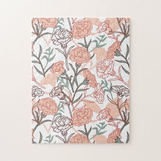 自然インスパイアフローラ:カーネーション花模様 ジグソーパズル (縦)