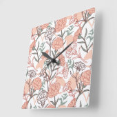 自然インスパイアフローラ:カーネーション花模様 スクエア壁時計 (傾斜)