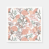 自然インスパイアフローラ：カーネーション花模様 スタンダードカクテルナプキン (正面)