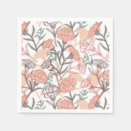 自然インスパイアフローラ：カーネーション花模様 スタンダードカクテルナプキン