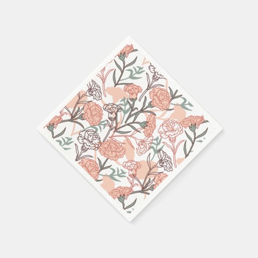 自然インスパイアフローラ：カーネーション花模様 スタンダードカクテルナプキン (角)