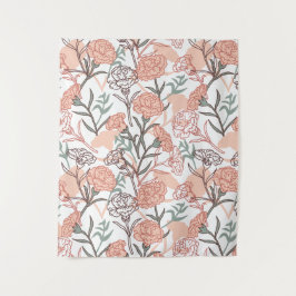 自然インスパイアフローラ：カーネーション花模様 タペストリー