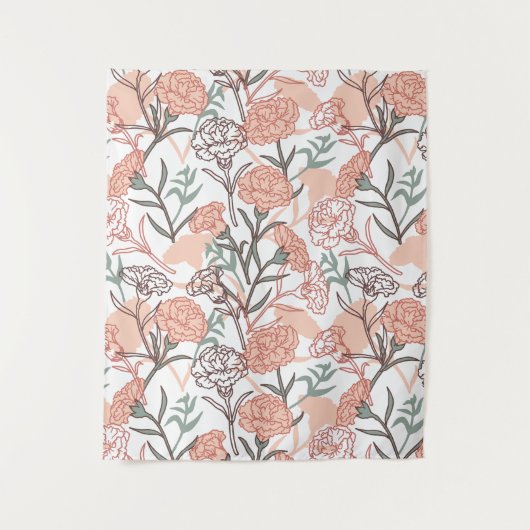 自然インスパイアフローラ：カーネーション花模様 タペストリー (正面)