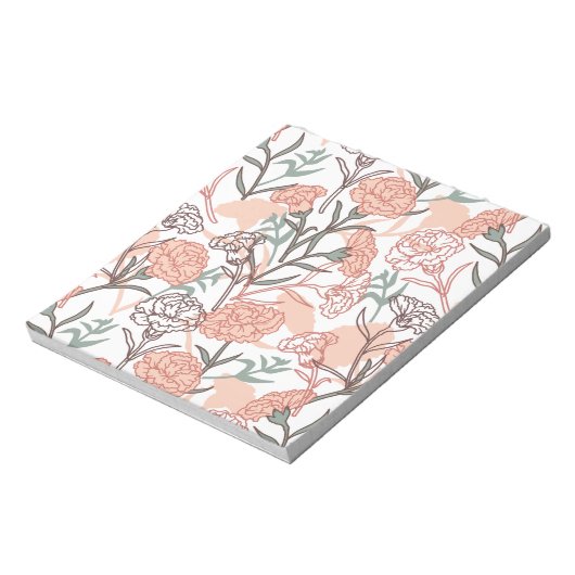 自然インスパイアフローラ:カーネーション花模様 ノートパッド (回転)
