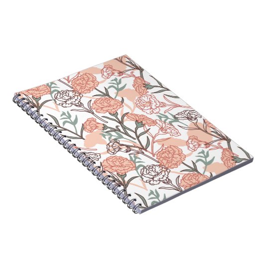 自然インスパイアフローラ:カーネーション花模様 ノートブック (右側)