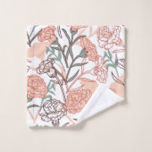 自然インスパイアフローラ：カーネーション花模様 バスタオルセット (ウォッシュタオル)