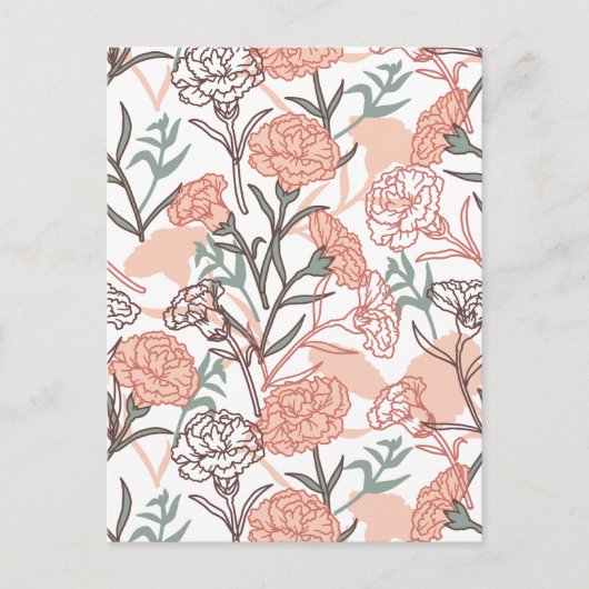 自然インスパイアフローラ：カーネーション花模様 ポストカード (正面)