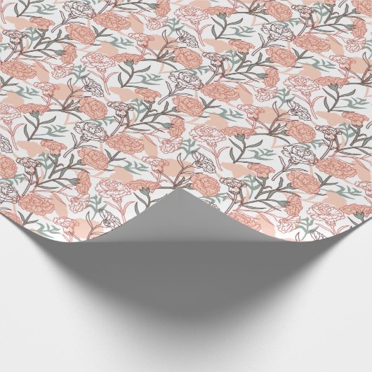 自然インスパイアフローラ：カーネーション花模様 ラッピングペーパー (角)