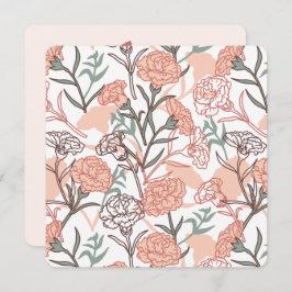 自然インスパイアフローラ：カーネーション花模様 招待状